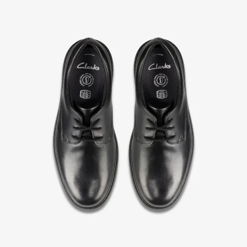 Clarks School Loxham Derby Youth Black Leather Wide - 3 Image 6
