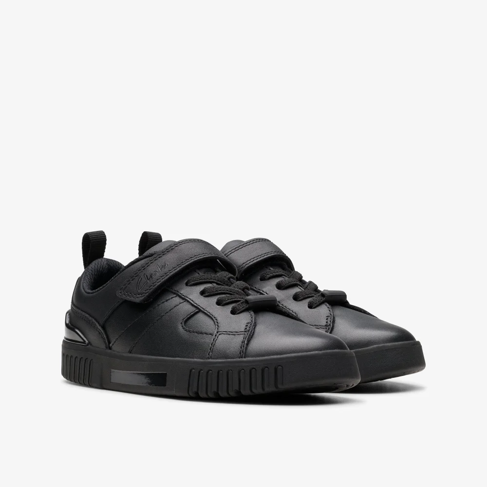 Clarks School Oslo Sky Kid Black Leather Standard - 10 Infants Image 4