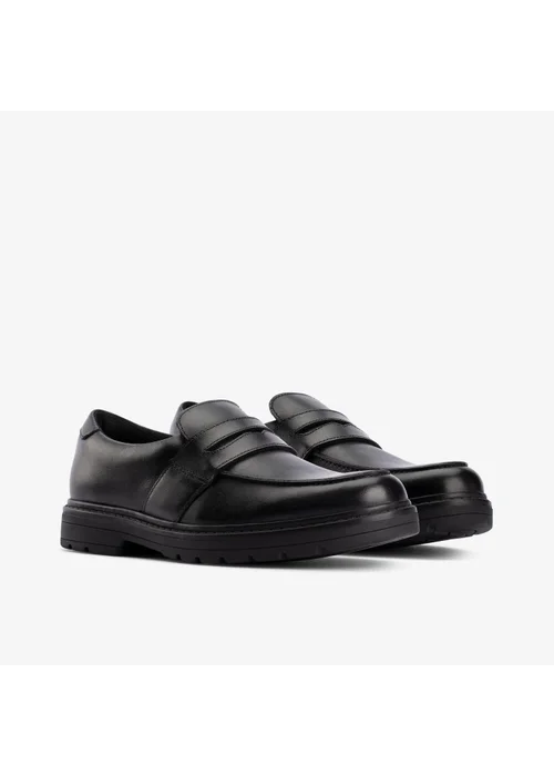 Clarks School Loxham Craft Youth Black Leather Wide - 4.5 Image 4