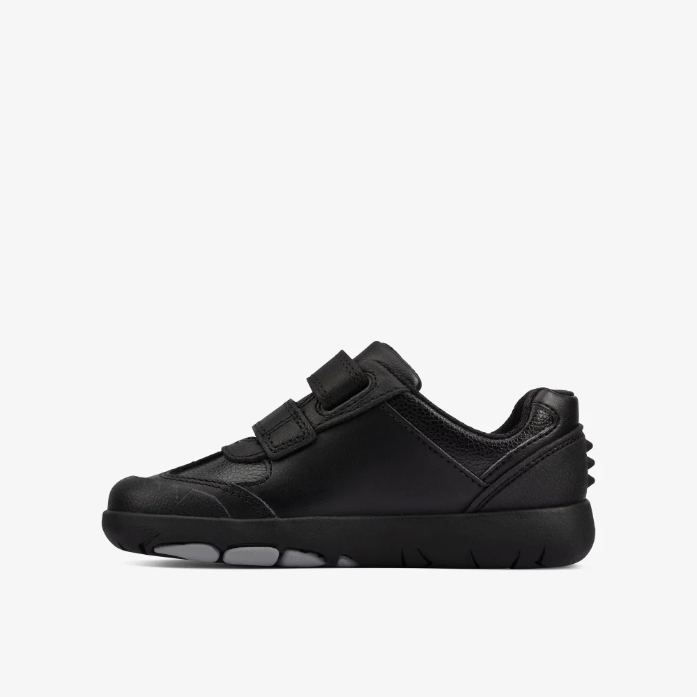 Clarks School Rex Stride Toddler Black Leather Narrow - 7 Infants Image 2