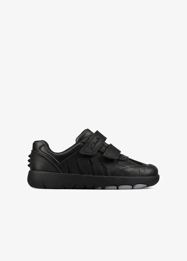 Clarks School Boys Black Rex Stride Toddler Leather Narrow