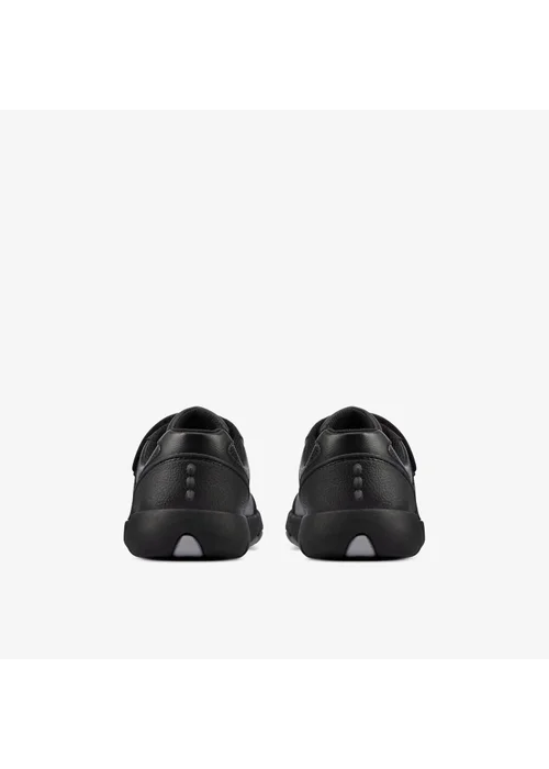 Clarks School Boys Black Rex Stride Toddler Leather Extra Wide - 7 Infants Image 5