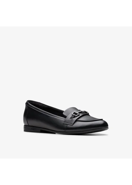Clarks School FinjaLoafer Y. Black Leather Wide - 5.5 Image 4