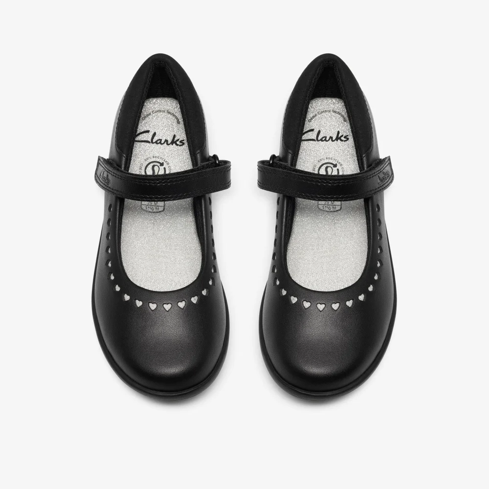 Clarks School EtchShimmer K. Black Leather Standard - 11 Infants Image 6