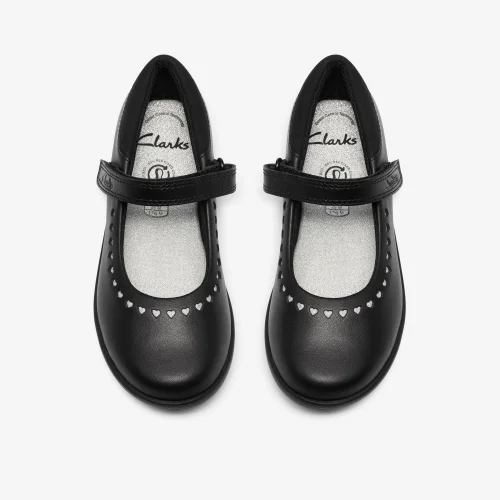 Clarks School EtchShimmer K. Black Leather Standard - 11 Infants Image 6
