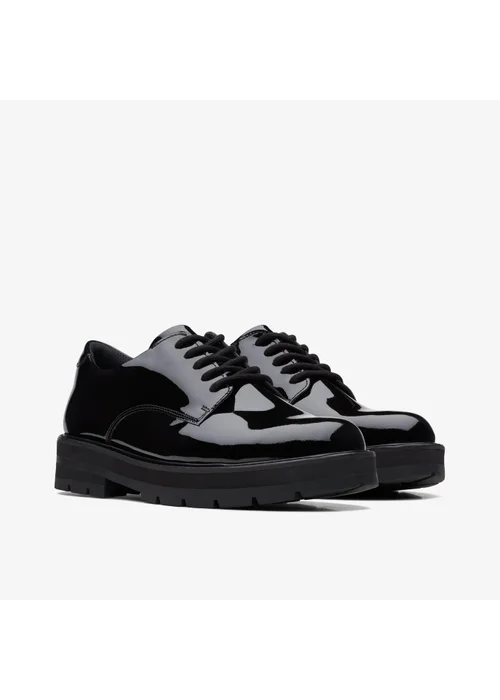 Clarks School Prague Lace Youth Black Patent Standard - 3 Image 5