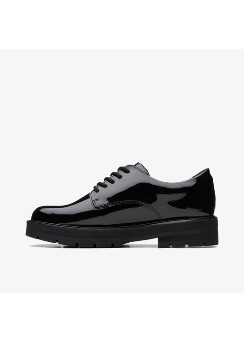 Clarks School Prague Lace Youth Black Patent Standard - 3 Image 3