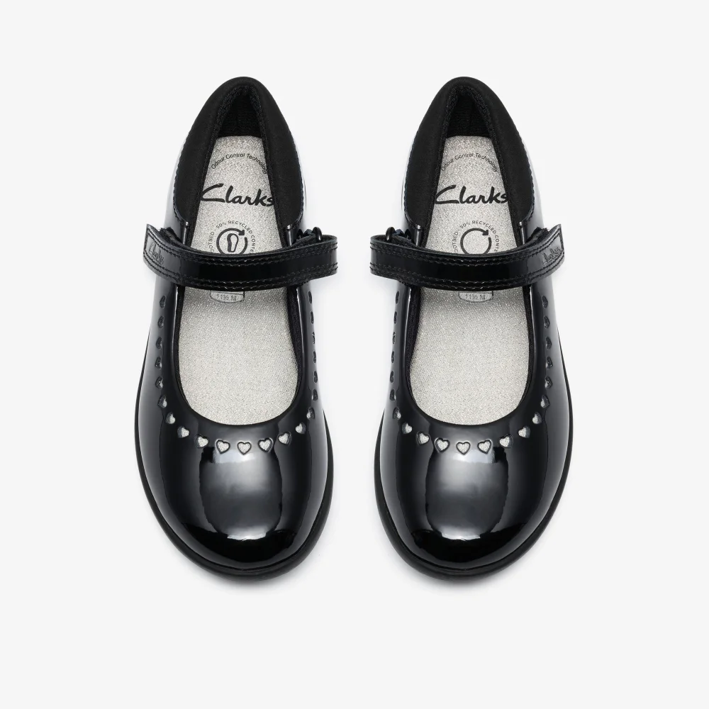 Clarks School EtchShimmer K. Black Leather Wide - 10 Infants Image 6