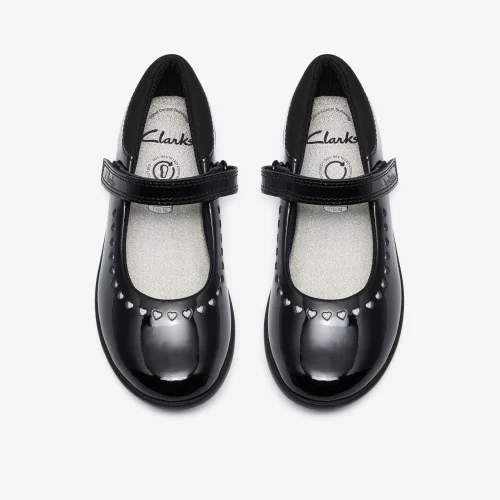 Clarks School EtchShimmer K. Black Leather Wide - 10 Infants Image 6
