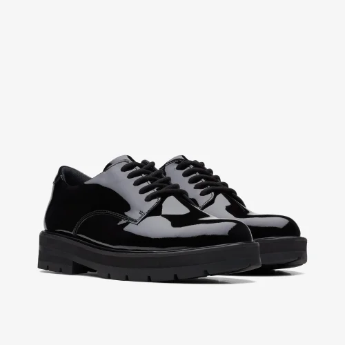 Clarks School Prague Lace Youth Black Patent Wide - 3.5 Image 5