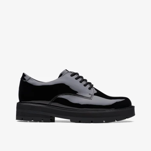Clarks School Prague Lace Youth Black Patent Wide - 3.5 Image 1