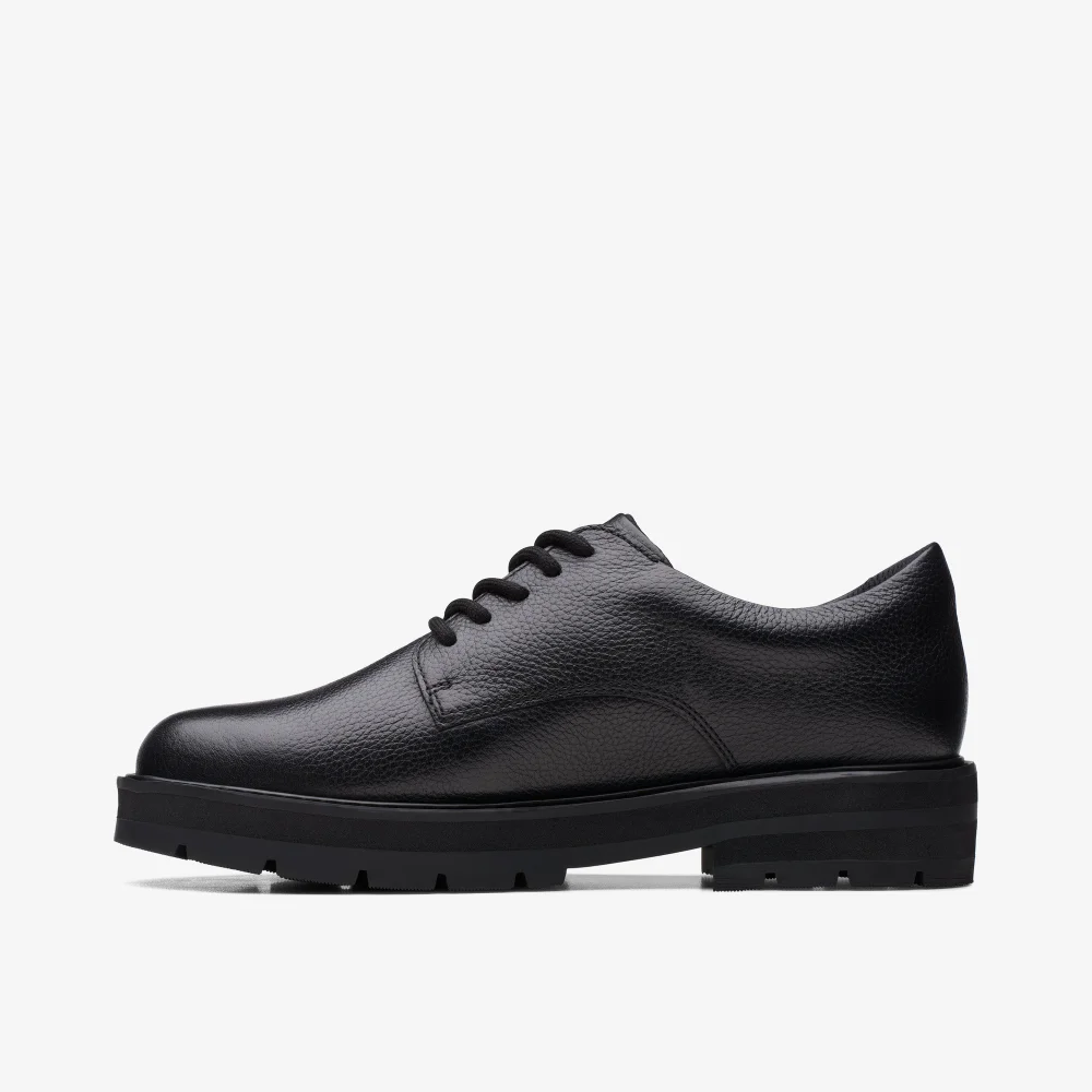 Clarks School Prague Lace Youth Black Leather Standard - 5 Image 2