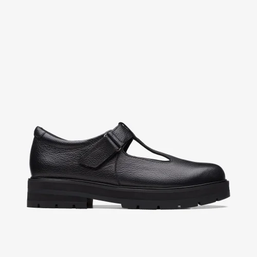 Clarks School Prague Brill Youth Black Leather Standard - 4.5 Image 1