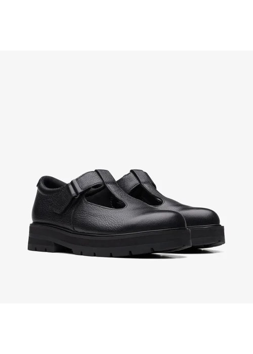 Clarks School Girls Black Prague Brill Youth Leather Standard - 5.5 Image 4