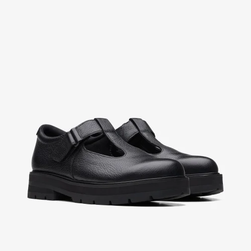 Clarks School Prague Brill Youth Black Leather Standard - 4.5 Image 4