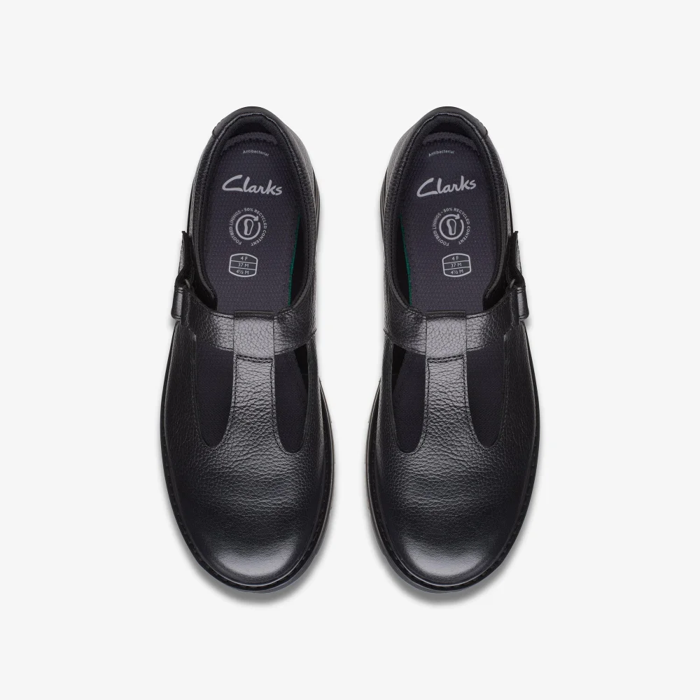 Clarks School Prague Brill Youth Black Leather Wide - 3 Image 6