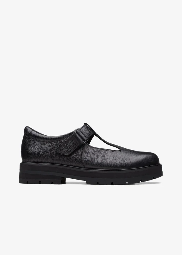 Clarks School Girls Black Prague Brill Youth Leather Wide