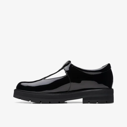 Clarks School Prague Brill Youth Black Patent Standard - 5.5 Image 2