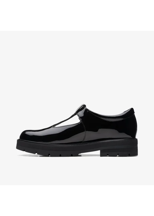 Clarks School Girls Black Prague Brill Youth Patent Standard - 5.5 Image 2