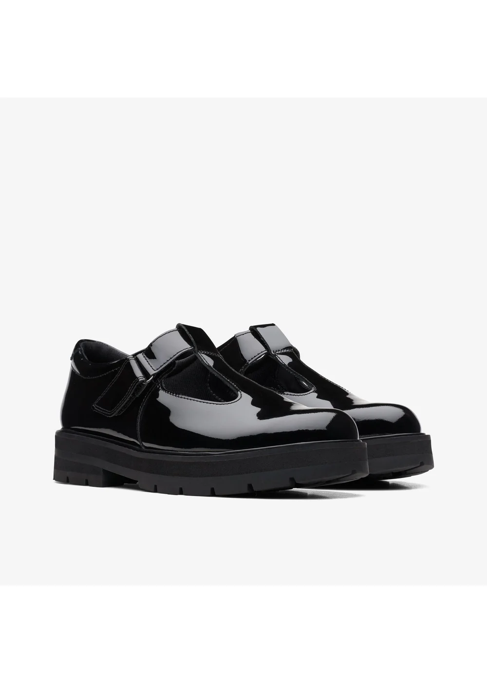 Clarks School Girls Black Prague Brill Youth Patent Standard - 5.5 Image 4