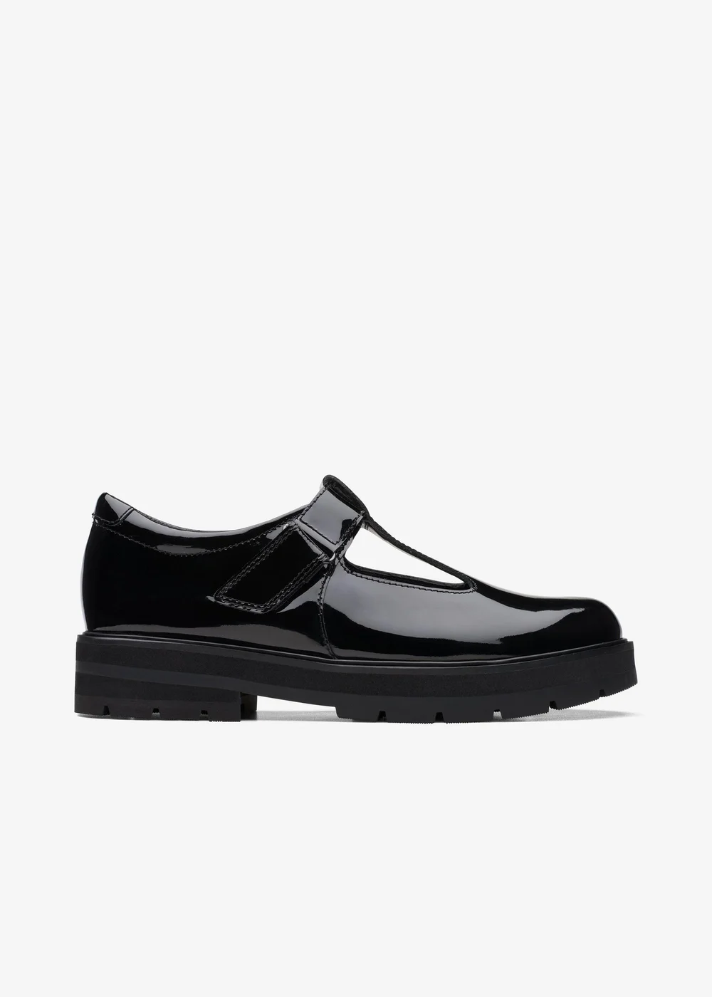 Clarks School Girls Black Prague Brill Youth Patent Standard - 5.5 Image 1