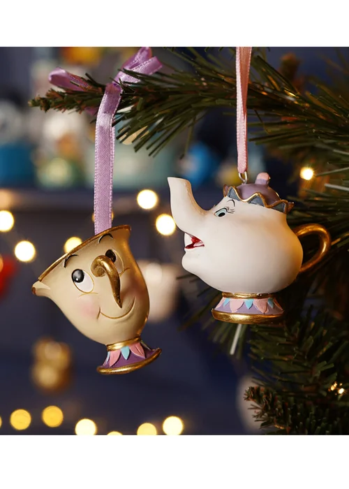 Disney Chip And Mrs Potts Set of 2 Hanging Decorations - One Size Image 1