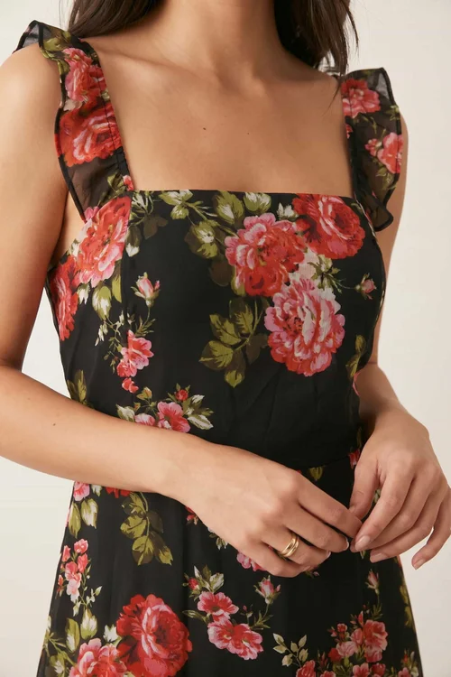 Style Cheat Strappy Rose Print Midi Dress - 8 Image 4
