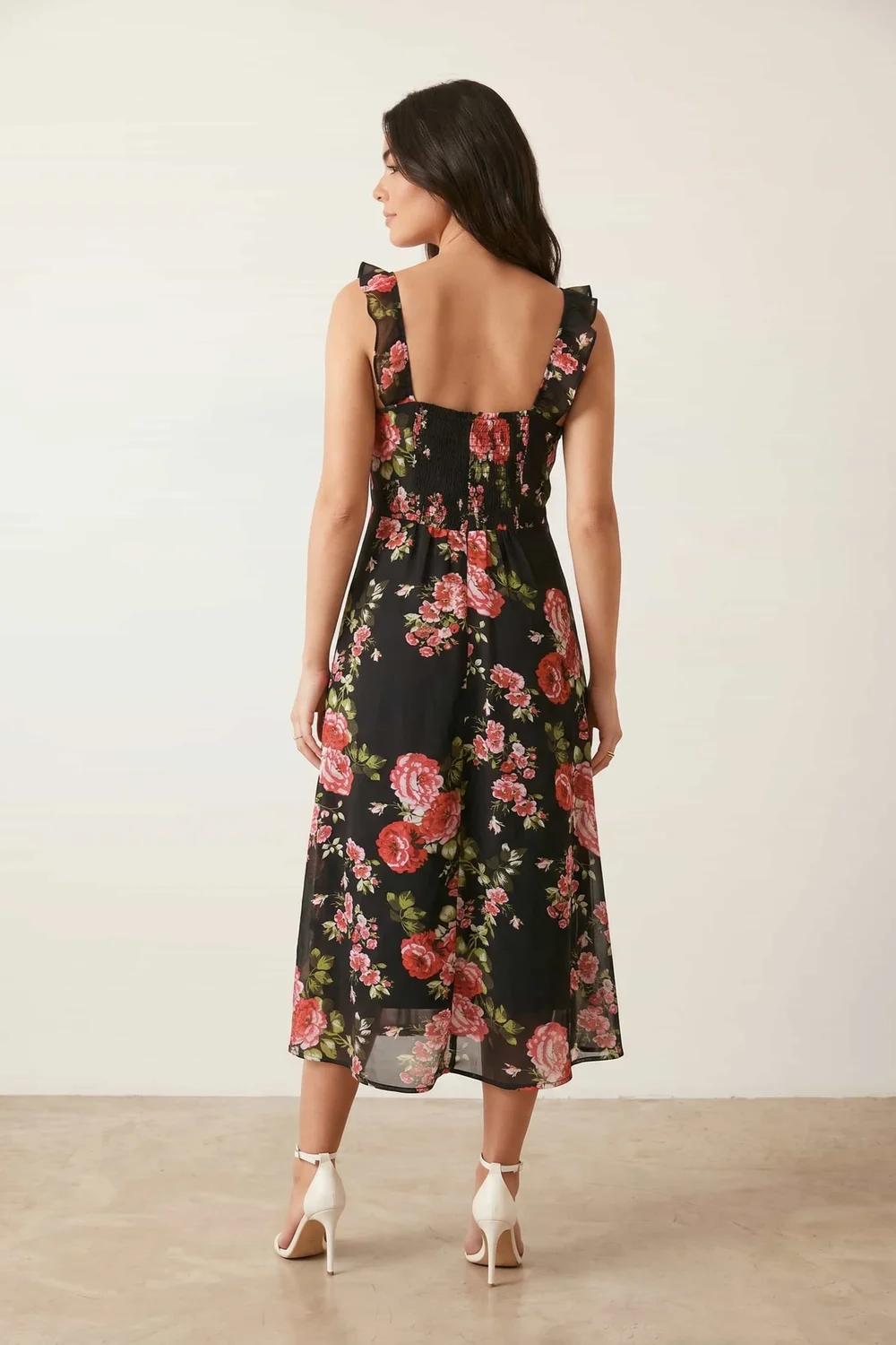 Style Cheat Strappy Rose Print Midi Dress - 8 Image 3