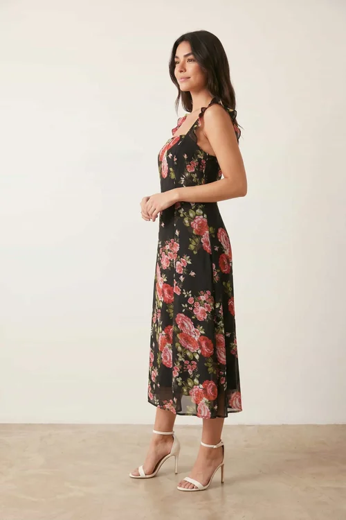 Style Cheat Strappy Rose Print Midi Dress - 8 Image 2