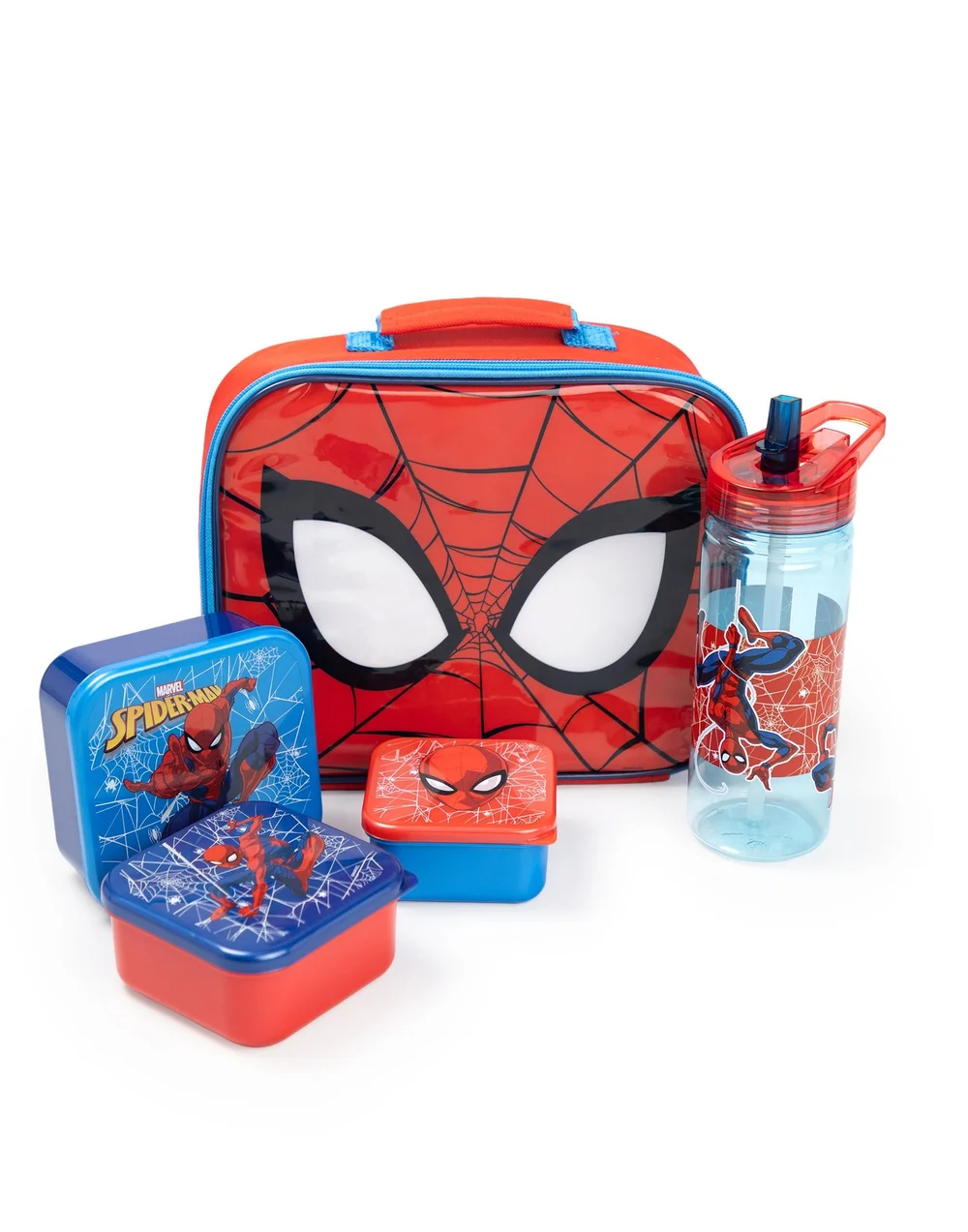 Vanilla Underground Spiderman Boys Red Eyes Lunch Bag Bottle & 3 Snack Pot (One Size) - One Size Image 1