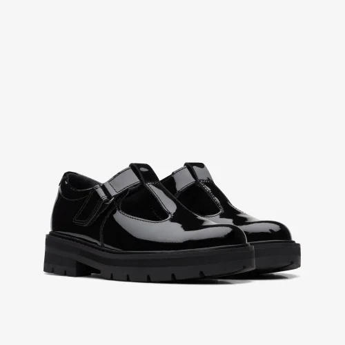 Clarks School Prague Brill Kid Black Patent Standard - 12.5 Infant Image 4