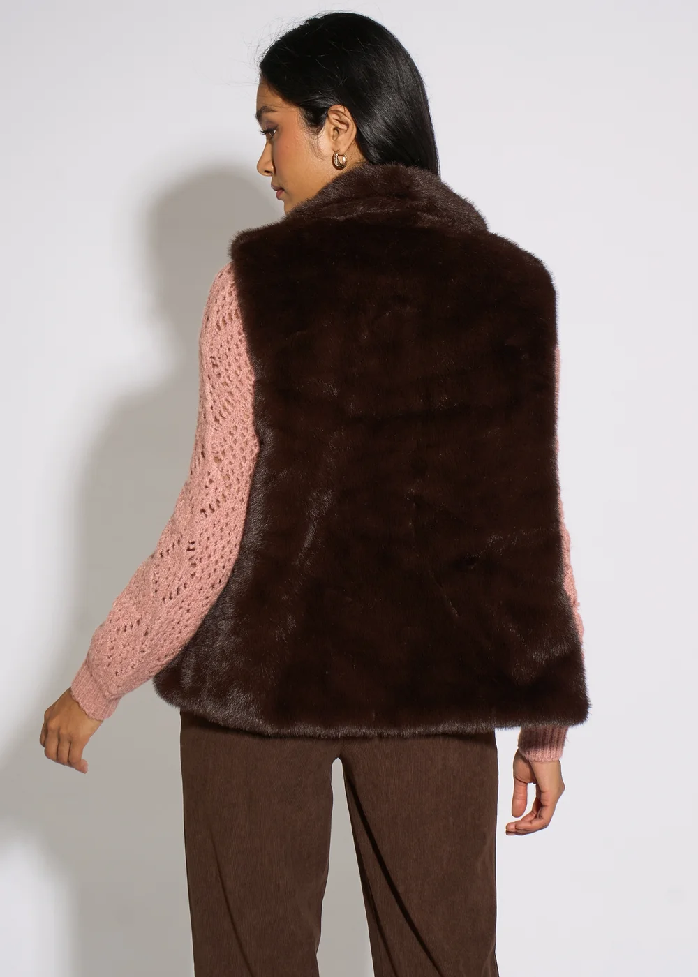 Gini London Brown Longline Gilet - M/L Image 2