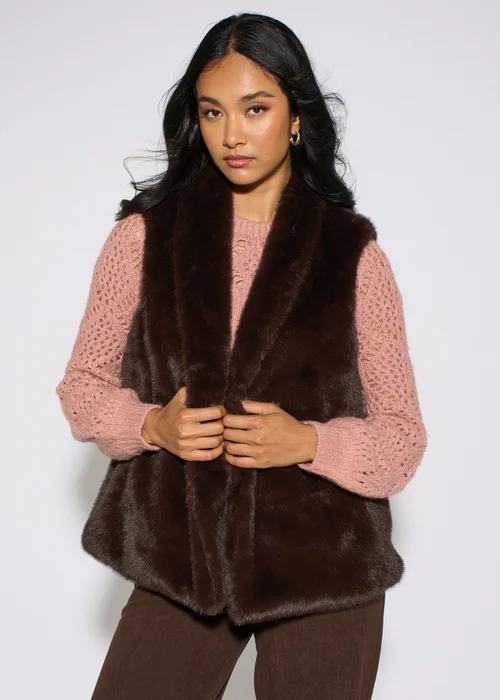 Gini London Brown Longline Gilet - M/L Image 1