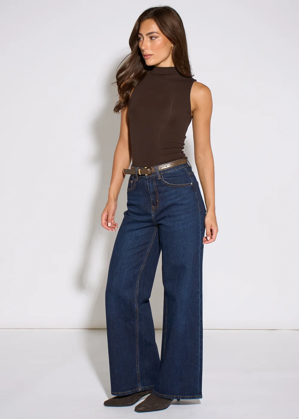 Gini London Indigo Mid Rise Wide Leg Jeans - 16 Image 4