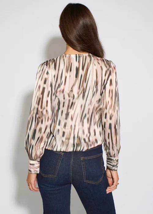 Gini London Off White Animal Wrap Lurex Long Sleeves Top - 10 Image 3