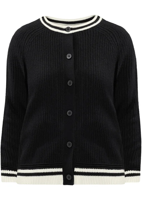 Yours Curve Black Long Sleeve Knitted Cardigan - 30-32 Image 2