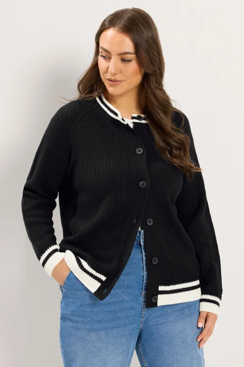 Yours Curve Black Long Sleeve Knitted Cardigan - 30-32 Image 3