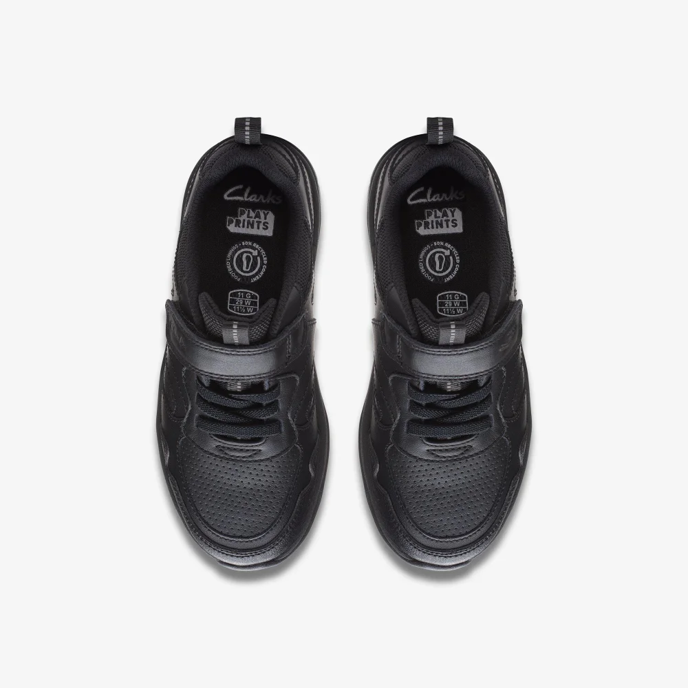 Clarks School Clowder Sprint Kid Black Leather Extra Wide - 7 Infants Image 6