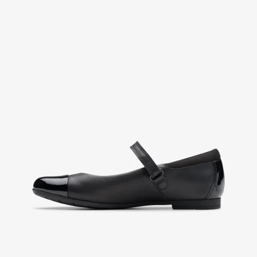 Clarks School Scala Gem Kid Black Leather Standard - 2.5 Infants Image 2
