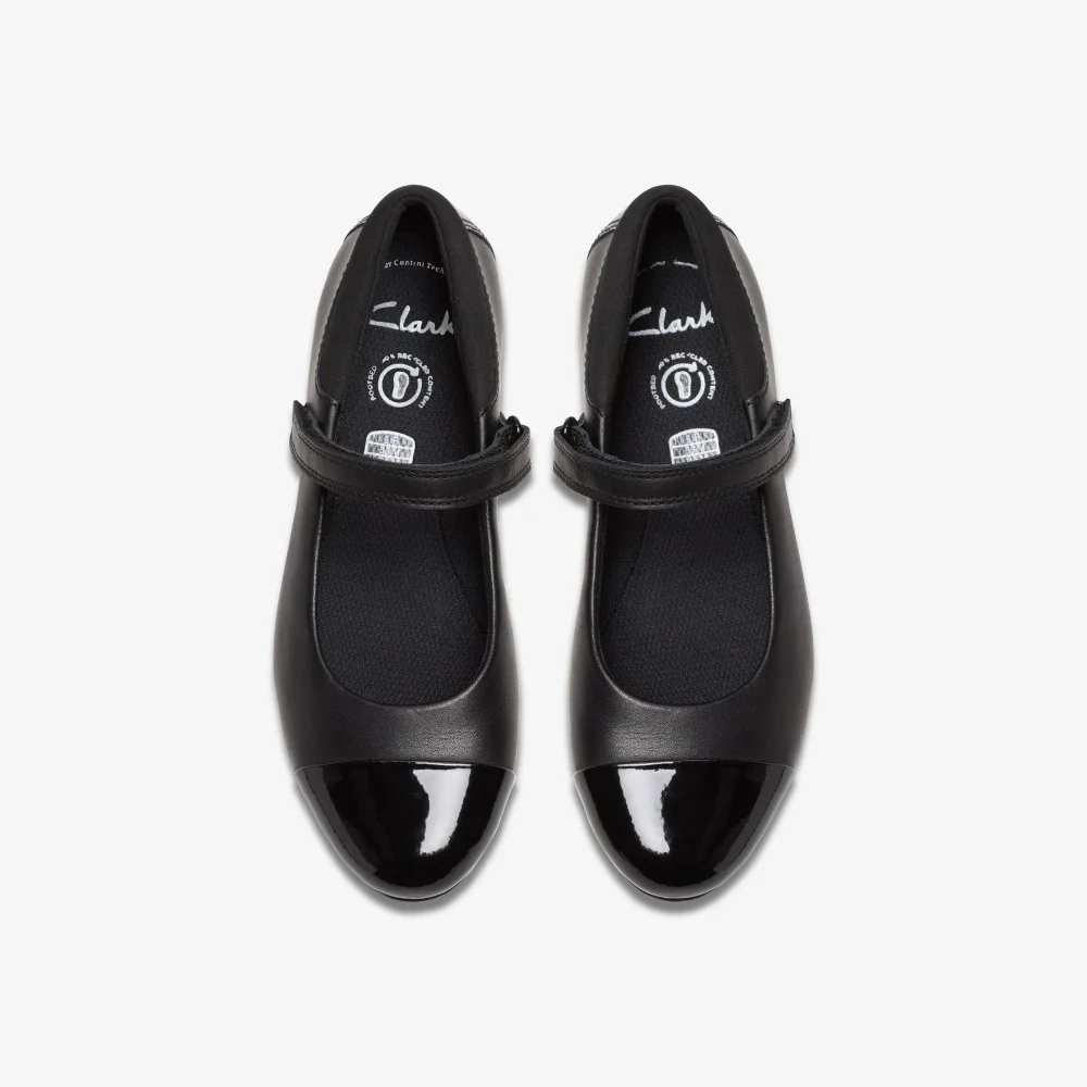 Clarks School Scala Gem Kid Black Leather Standard - 2.5 Infants Image 6