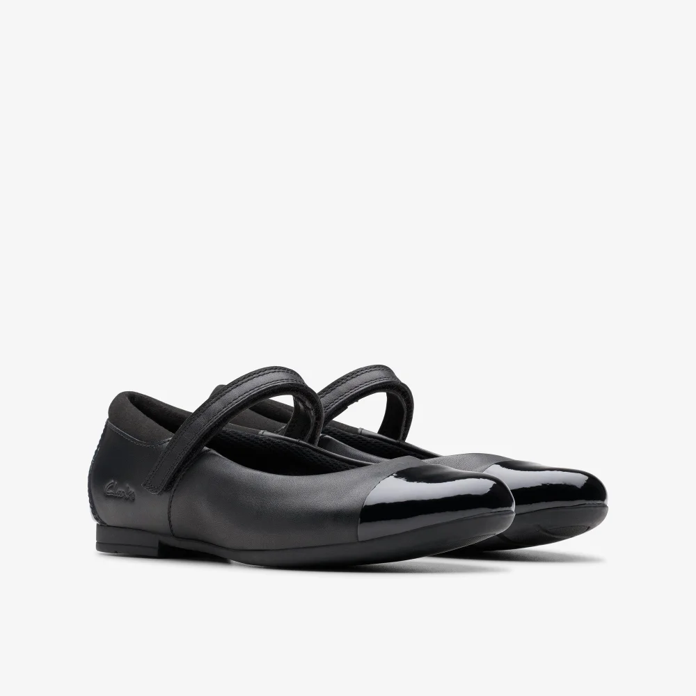 Clarks School Scala Gem Kid Black Leather Standard - 2.5 Infants Image 4