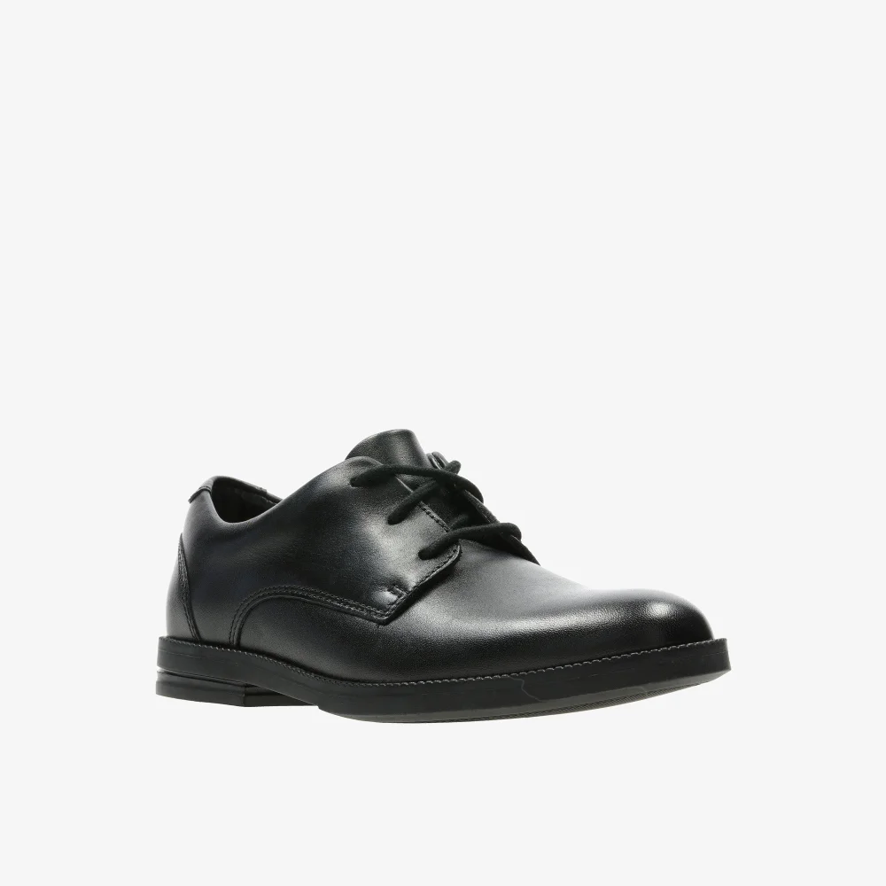 Clarks School Rufus Edge Kid Black Leather Standard - 13 Infants Image 3