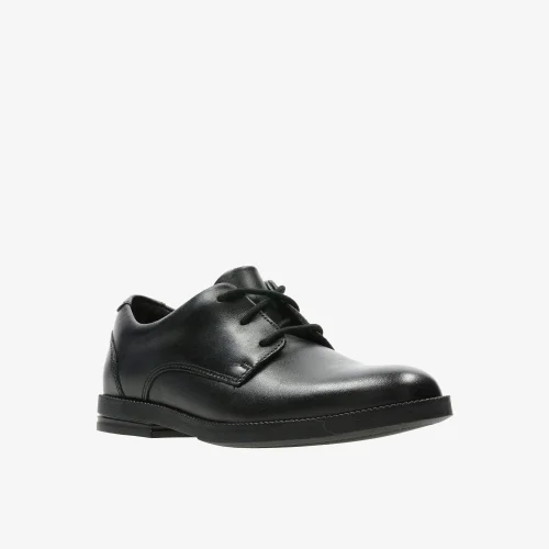 Clarks School Rufus Edge Kid Black Leather Standard - 13 Infants Image 3