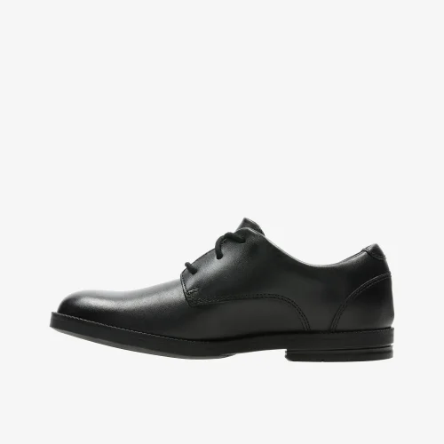 Clarks School Rufus Edge Kid Black Leather Wide - 1 Image 2