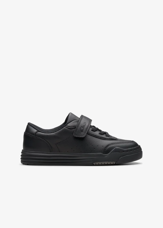 Clarks School Boys Black Urban Bright Kid Leather Wide