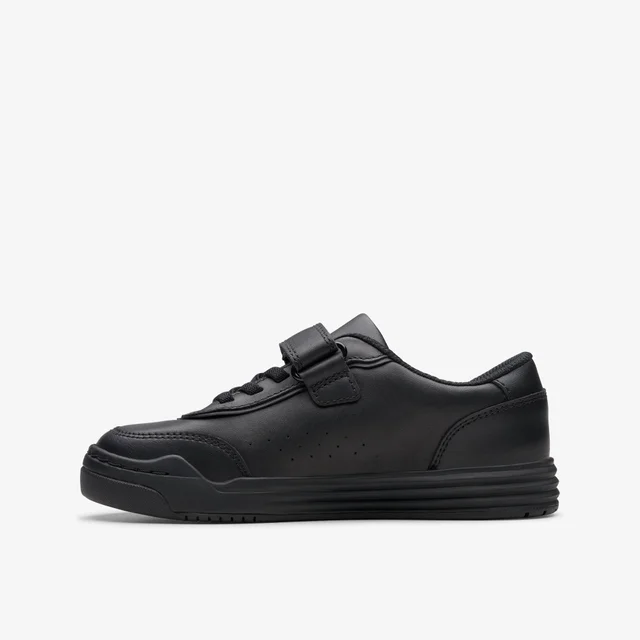 Clarks School Boys Black Urban Bright Kid Leather Wide