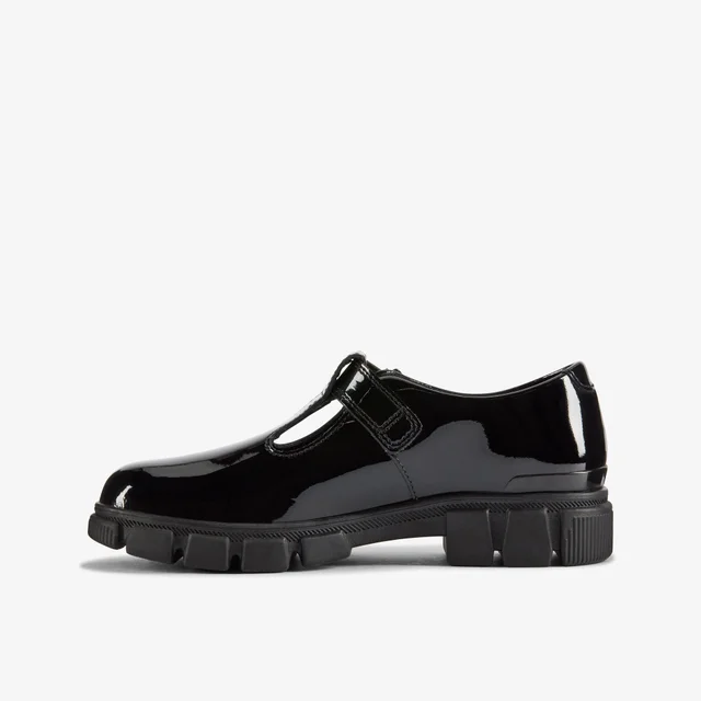 Clarks School Girls Black Evyn Bar Kid Patent Standard