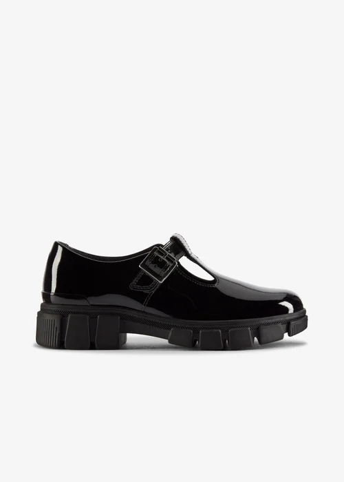 Clarks School Girls Black Evyn Bar Kid Patent Standard - 11 Infants Image 1