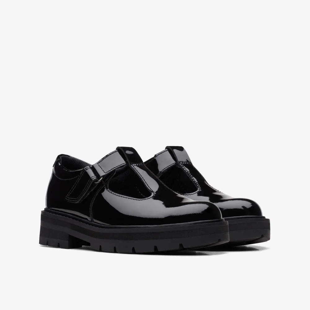 Clarks School Prague Brill Kid Black Patent Wide - 11 Infant Image 4