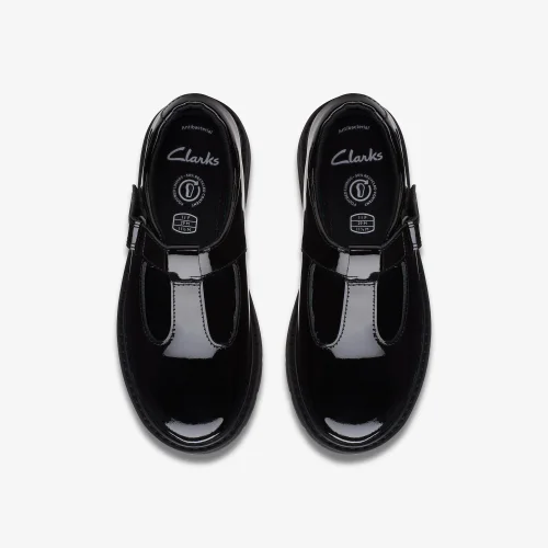 Clarks School Prague Brill Kid Black Patent Wide - 11 Infant Image 6